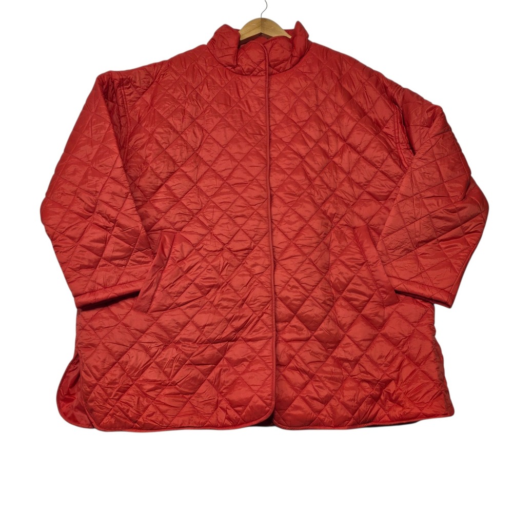 NEW Time and Tru Barn Jacket Women 1X Orange Quilted Wind Resistant Lightweight